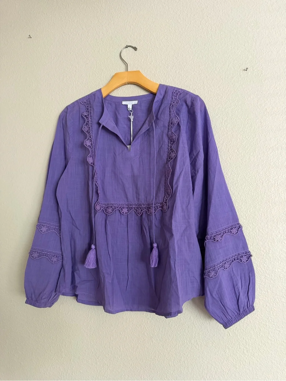Johnny Was Calme Yoke Trim Blouse Paisley Purple Size Small NWT Unreleased
